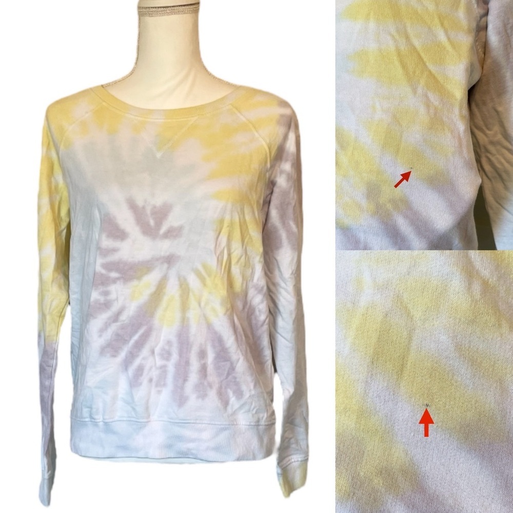 Electric Pink Women’s Yellow and Purple Tie-Dye Long Sleeve Shirt Medium Fitted